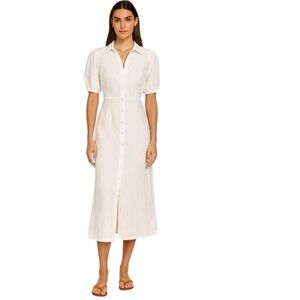 DISSH - NWT Elain White 100% Linen Button Front Midi Dress Sz 12